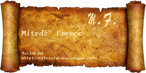 Mitró Ferenc névjegykártya